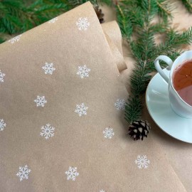 Papier pakowy z wzorem płatka śniegu biały