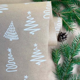 Papier pakowy z wzorem Сhoinki Biały