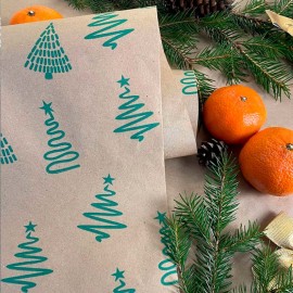 Papier pakowy z wzorem w jodełkę Zielony